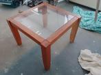 houten bijzet tafel met glas, Gebruikt, Vierkant, 55 tot 75 cm, Hout