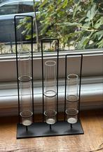 Stijlvolle Bloemenstandaard met Reageerbuisjes, 50 tot 75 cm, Zwart, Ophalen of Verzenden, Glas