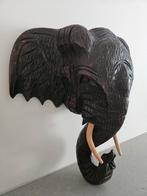 Decoratie houten olifantenkop met muurhanger, Ophalen
