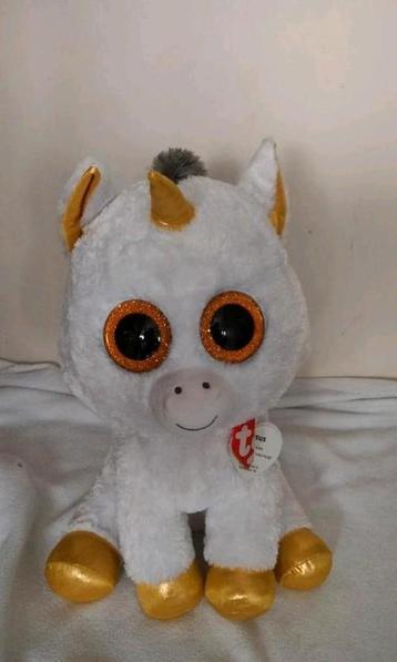 Hele grote (42cm) Goud / witte unicorn Ty knuffel  beschikbaar voor biedingen