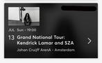 Kendrick Lamar, SZA staanplaats tickets, Tickets en Kaartjes, Concerten | R&B en Hiphop, Twee personen