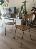 Vintage formica keukenstoelen - set van 2, Huis en Inrichting, Stoelen, Ophalen, Kunststof, Twee, Bruin