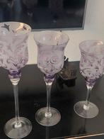 3 gekleurde glazen (windlichten), Overige kleuren, Ophalen of Verzenden, Minder dan 50 cm, Glas