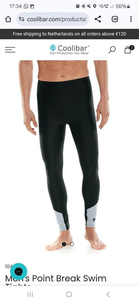 Coolibar UV point break swim tights - maat M, Kleding | Heren, Badmode en Zwemkleding, Zwart, Ophalen of Verzenden