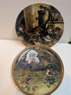 Twee decoratieve borden met katten en eendjes, Ophalen of Verzenden