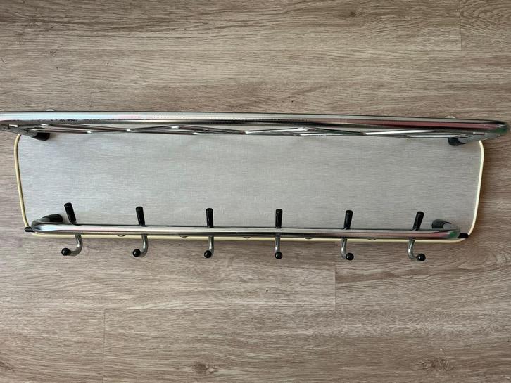 vintage kapstok chrome grijs formica retro 60's 50's wand, Huis en Inrichting, Woonaccessoires | Kapstokken, Gebruikt, Wandkapstok
