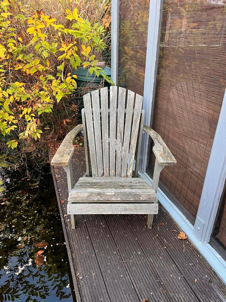Houten stoel voor buiten, Tuin en Terras, Tuinstoelen, Gebruikt, Hout, Ophalen