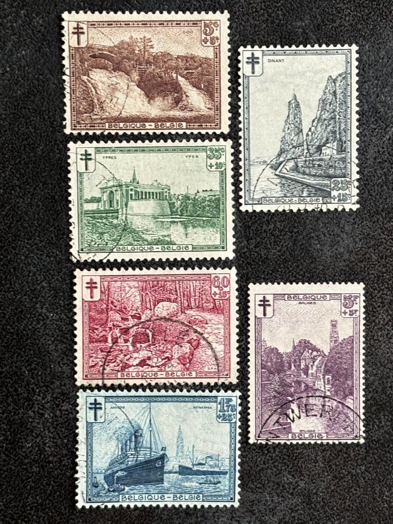 1929 OBP 293-298 Tuberculose bestrijding “Landschappen”, Postzegels en Munten, Frankeerzegel, Ophalen of Verzenden, Gestempeld