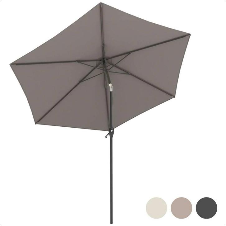 Parasol 270 cm diameter Waterdicht Taupe, Tuin en Terras, Parasols, Nieuw, Waterdicht, Ophalen of Verzenden