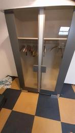 Glazen kledingkast met hangruimte en planken, Met deur(en), Gebruikt, 100 tot 150 cm, Glas