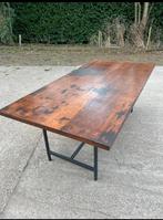 Industriële Eiken Eettafel, Gebruikt, 100 tot 150 cm, Eikenhout, 200 cm of meer