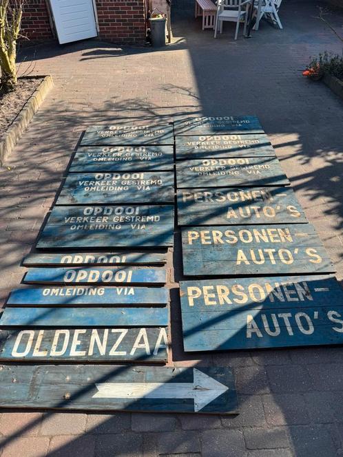 Houten verkeersborden, Antiek en Kunst, Antiek | Wandborden en Tegels, Ophalen
