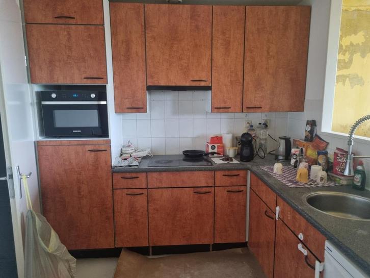 Hoekkeuken inclusief apparatuur (240cm x 240cm), Huis en Inrichting, Keuken | Complete keukens, Gebruikt, Hoekkeuken, Bruin, Hout