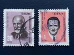 Turkije Postzegels - Kamil Akdik & Resat Nuri Guntekin, Ophalen of Verzenden, Gestempeld