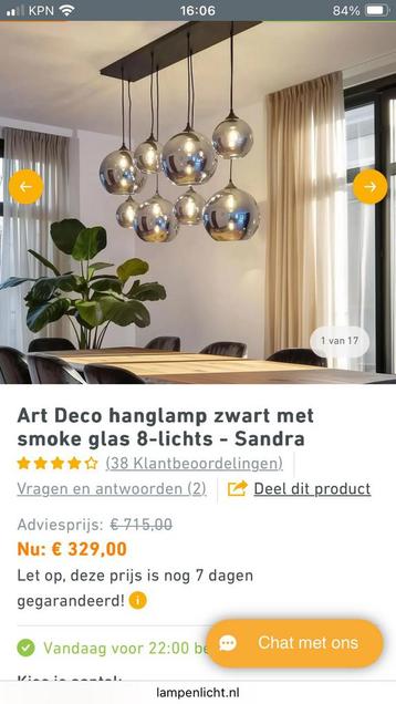 Te koop: NIEUW: alzalux smoked glass hanglamp 8 lights beschikbaar voor biedingen