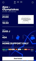 Ajax Olympiakos Vak 424 3 Tickets naast elkaar, Tickets en Kaartjes, Drie personen of meer, Januari
