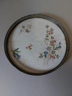 Antiek rond Dienblad met porseleinen tegel, Ophalen of Verzenden