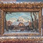 Olieverfschilderij Boerderij door Arnold Hendrik Koning, Ophalen of Verzenden