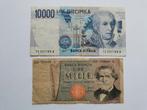 2 biljetten Italië, Postzegels en Munten, Bankbiljetten | Europa | Niet-Eurobiljetten, Italië, Ophalen of Verzenden