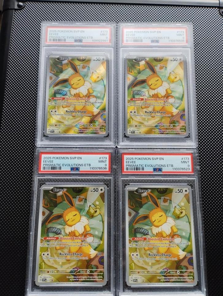 Eevee Pokemon kaart ETB promo prismatic evolutions PSA9, Hobby en Vrije tijd, Verzamelkaartspellen | Pokémon, Zo goed als nieuw