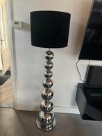 2x zilveren bol lampen met zwarte kap Eric Kuster style, Eric Kuster style, Zo goed als nieuw, Ophalen
