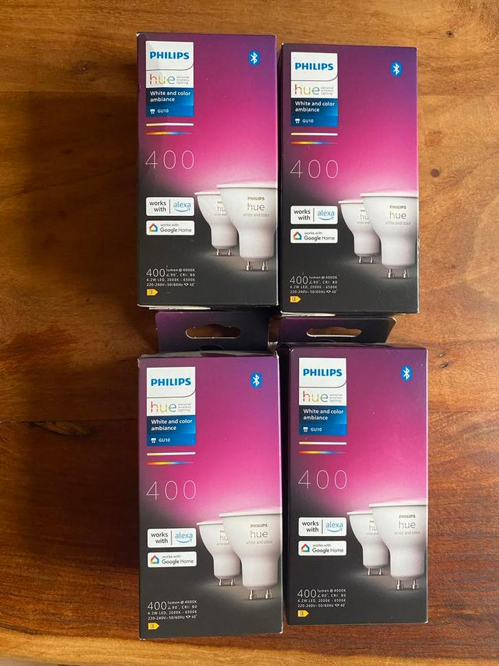 4x Philips Hue White and Color Ambiance GU10, Huis en Inrichting, Lampen | Losse lampen, Nieuw, Led-lamp, Minder dan 30 watt, Overige fittingen