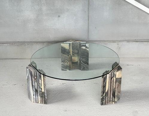 Vintage marble coffeetable, rond, 1980’s, Antiek en Kunst, Antiek | Meubels | Tafels, Ophalen of Verzenden