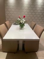 GRATIS OPHALEN Eettafel met 6 leren fauteuils, Huis en Inrichting, Ophalen, Gebruikt, Vijf personen of meer, 200 cm of meer