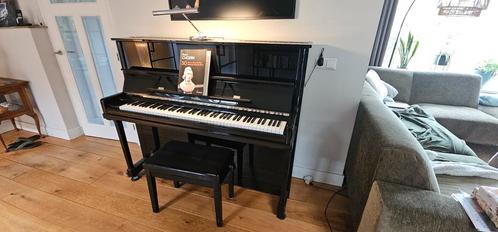 Zwarte Sabel Piano met Kruk, Muziek en Instrumenten, Piano's, Gebruikt, Piano, Zwart, Hoogglans, Ophalen