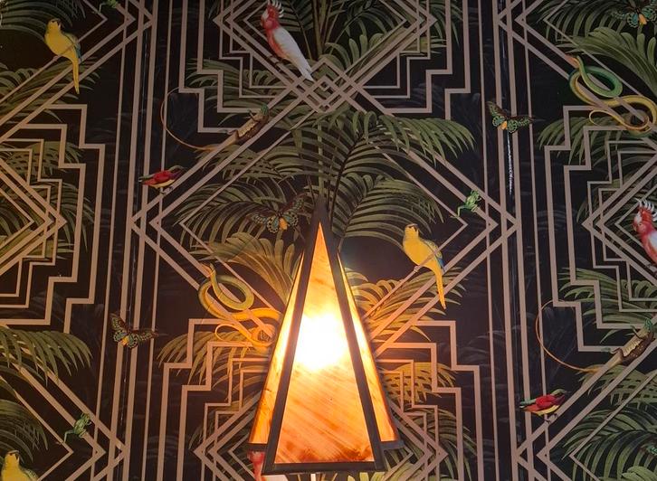 Art Deco Wandlampen, Set van 2, Amsterdamse School, Huis en Inrichting, Lampen | Hanglampen, Gebruikt, Minder dan 50 cm, Glas