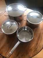 Kompleete pannenset 4 delig, Huis en Inrichting, Keuken | Potten en Pannen, Ophalen, Gebruikt, Rvs, Pannenset
