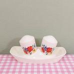 vintage Emsa W. Germany Plastic peper-en-zoutstel gebloemd, Ophalen of Verzenden, Huis en Inrichting