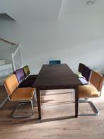 Hoge kwaliteit eettafels en 7 kleurrijke velvet kussenstoel, Ophalen, Zo goed als nieuw, Wood and Velvet, 6 tot 8 stoelen