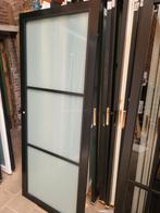 83x201,5cm binnendeur opdek R staallook zwart mat glas SL3, Ophalen, 80 tot 100 cm, ., Binnendeur