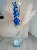 Grote vaas recycled glas met pluimen, Ophalen, Blauw, Minder dan 50 cm, Glas