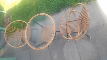 Rohé Noorwolde stoelen tafel glas rotan zwart buisframe 50 beschikbaar voor biedingen