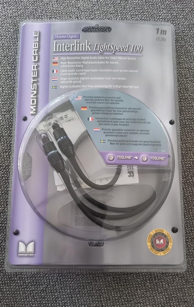 Monster Interlink LightSpeed100 TOSLink digitale audiokabel, Audio, Tv en Foto, Audiokabels en Televisiekabels, Ophalen of Verzenden