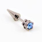 Zilverkleurige Stalen Fake Ster Oorbel Lichtblauwe Zirkonia, Met kristal, Overige materialen, Birgitta-Gracht 33, 6465 EL Kerkrade, Nederland