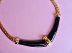 jwg Vintage 60s 70s Monet ketting zwart emaille goud verguld, Verzenden, Overige materialen, Ketting, Verguld