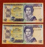 2 x 2 Dollar Belize UNC, Ophalen of Verzenden, Overige landen