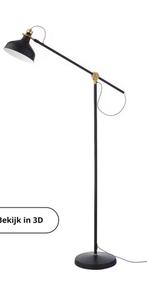 RANARP IKEA staande lamp zwart, 100 tot 150 cm, Metaal, Zo goed als nieuw, Ophalen