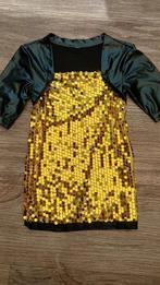 Goud glitter Disco jurk 116, Kinderen en Baby's, Carnavalskleding en Verkleedspullen, Ophalen of Verzenden, Zo goed als nieuw