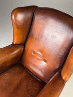 Schapenleren Wingback oorfauteuil klassiek, Huis en Inrichting, Fauteuils, Ophalen, Gebruikt