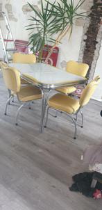 Echte Bel air fifties eettafel en stoelen, Huis en Inrichting, Tafels | Eettafels, Ophalen, 50 tot 100 cm, Zo goed als nieuw, Vijf personen of meer
