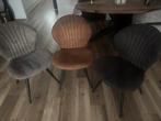 6 Eethoekstoelen in Bruin/Cognac tinten, Gebruikt, Bruin, Ophalen of Verzenden, Stof