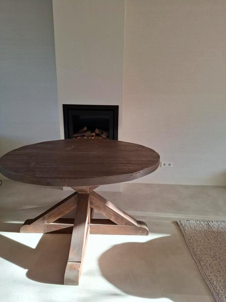Ronde landelijke eettafel - 130cm Diameter, Huis en Inrichting, Tafels | Eettafels, Gebruikt, 100 tot 150 cm, 100 tot 150 cm, Vier personen