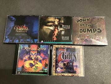 5 retro games op CD-ROM o.a. 7th guest, kings quest 7 beschikbaar voor biedingen