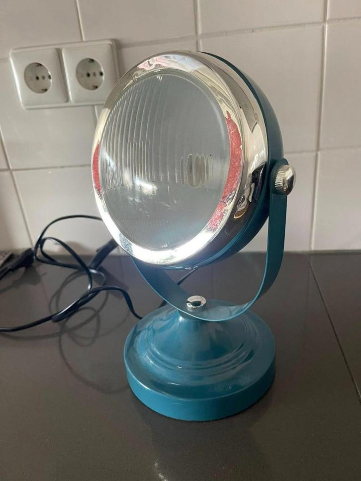 Vintage retro Lamp met aan en uit schakelaar kobaltblauw, Huis en Inrichting, Lampen | Tafellampen, Gebruikt, Minder dan 50 cm