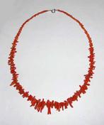 Ketting Bloedkoraal Takjes Collier bloed koraal zilver, Ophalen of Verzenden, Zilver, Ketting