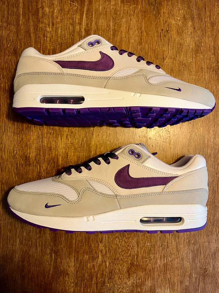 Nike Air Max 1 By You ‘23 Grape US12 / EU46, Kleding | Heren, Schoenen, Zo goed als nieuw, Sneakers of Gympen, Overige kleuren